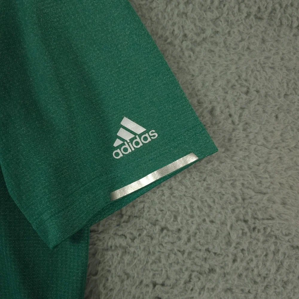 Adidas Polo Shirt Mens Medium Green Climachill Performance Wolf 1885‎ Logo Golf